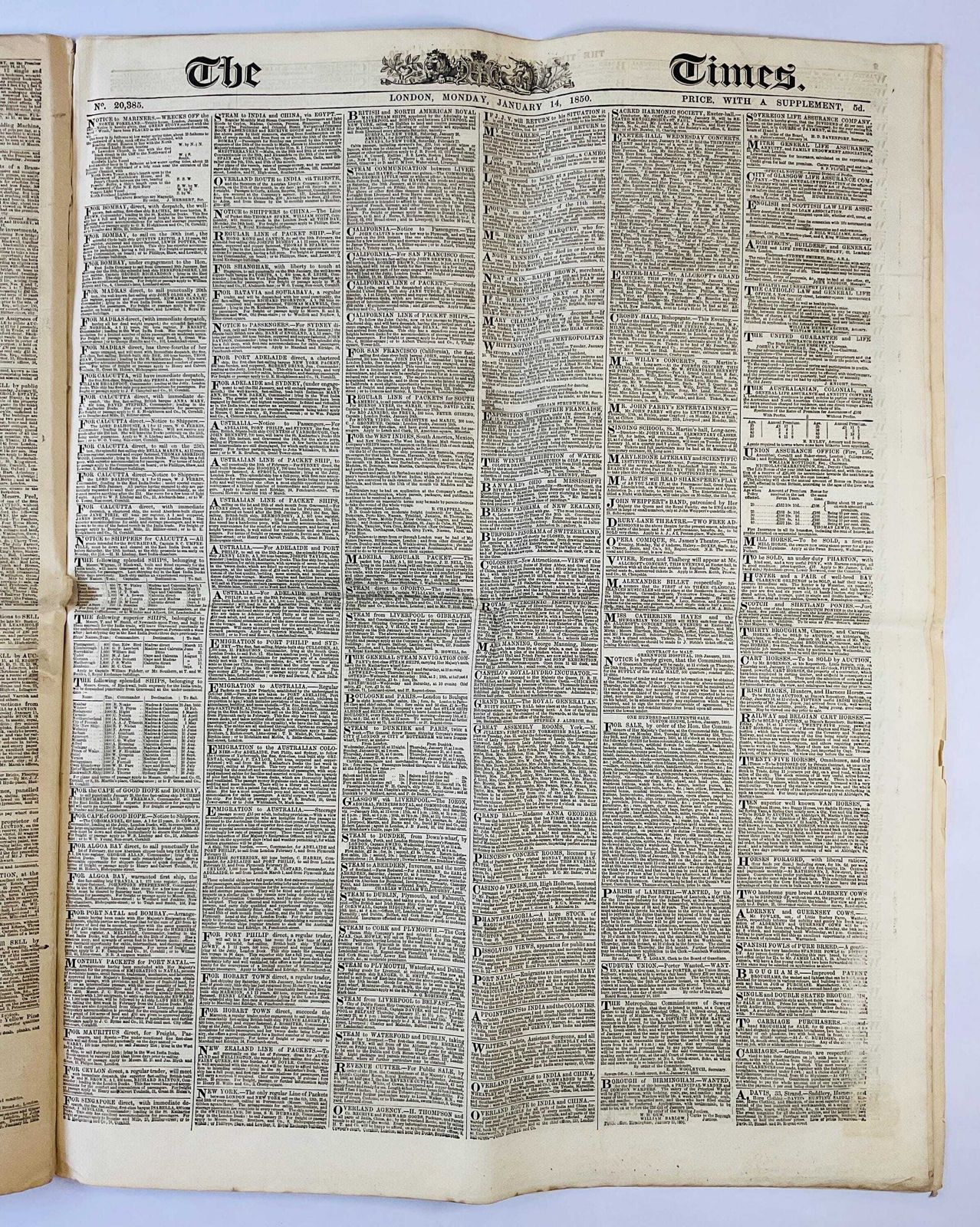 Editie 1850 van 'The Times' - Twee gebonden nummers met volledige supplementen photo vinterior