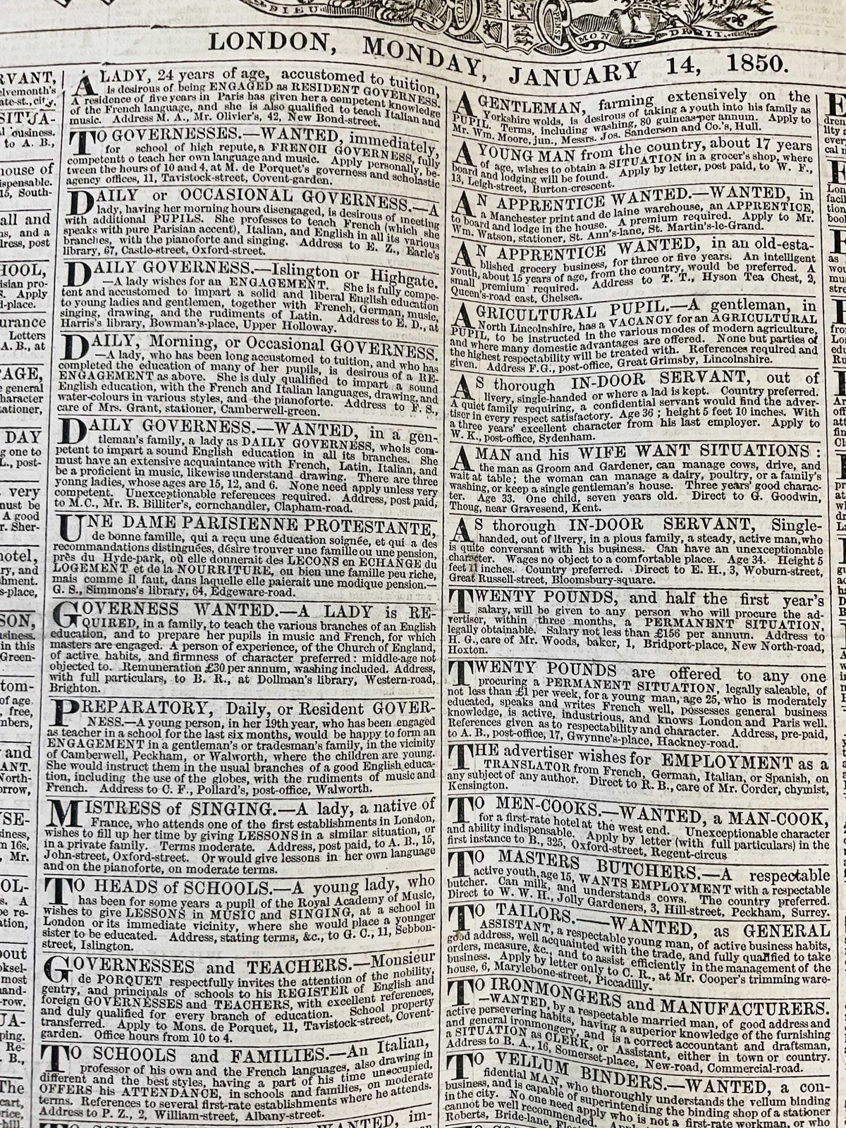 Editie 1850 van 'The Times' - Twee gebonden nummers met volledige supplementen photo buy