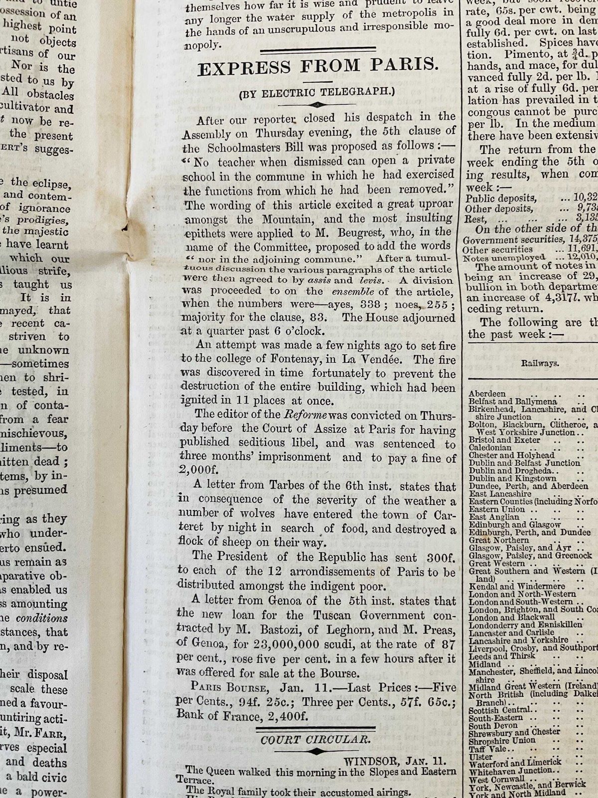 Woonaccessoires Editie 1850 van 'The Times' - Twee gebonden nummers met volledige supplementen photo