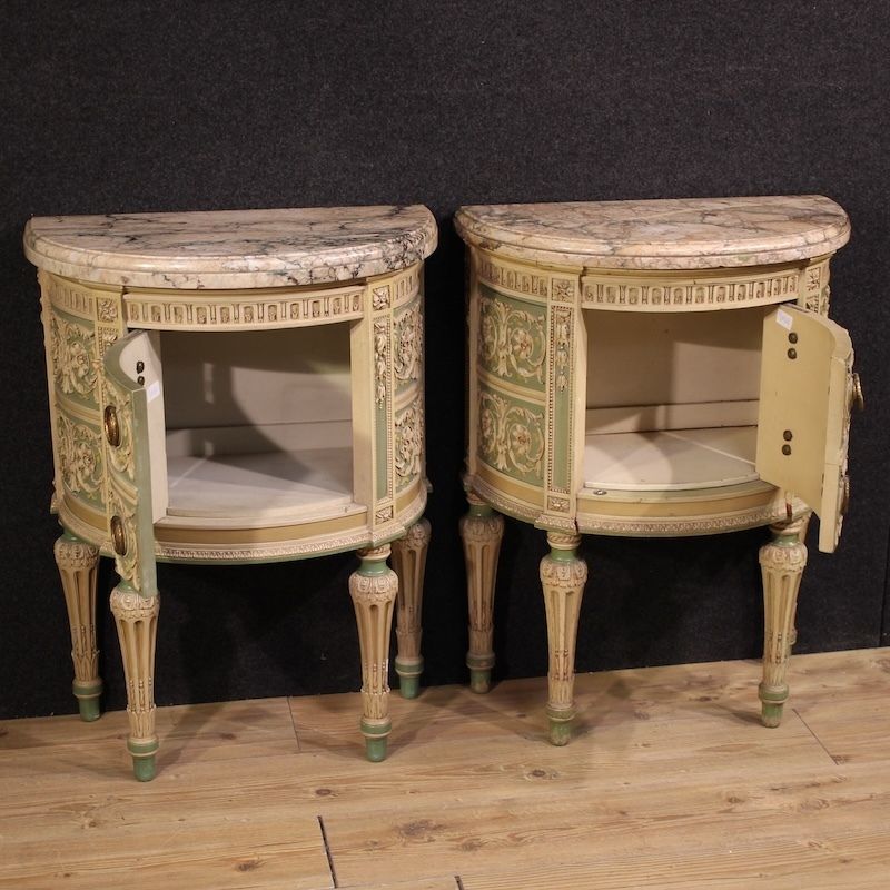 Paire de tables de chevet italiennes laquées de style Bonzanigo, Louis XVI photo 4800.0
