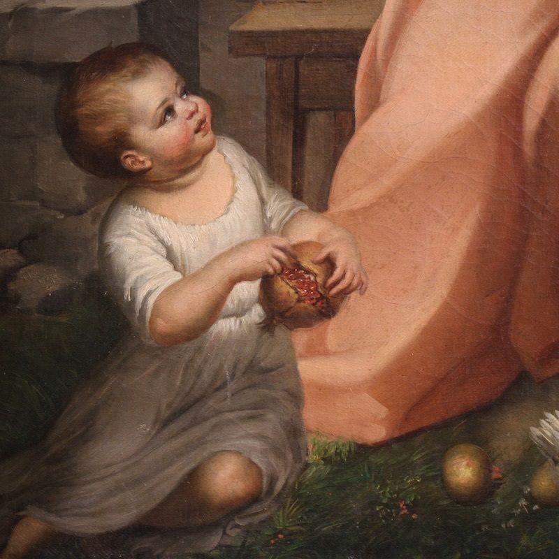 19th Century Interior Scene Italian Painting photo vinterior