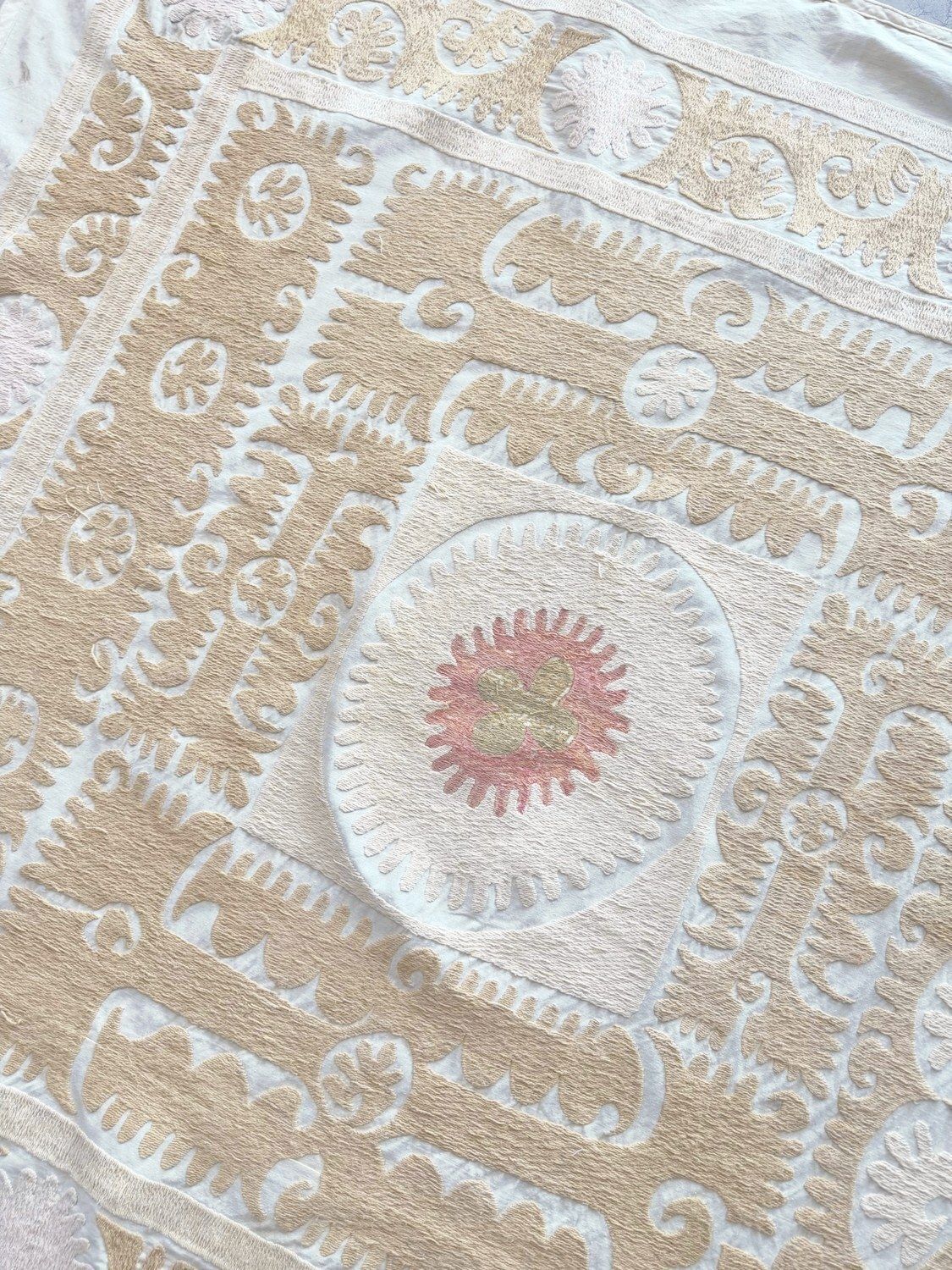 Handgemaakte Bukhara Suzani Textiel Wanddecoratie 128 x 139 cm photo 252.0
