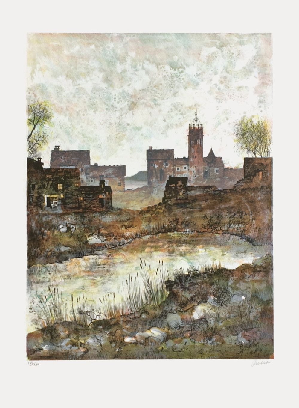 Lithographie signée Antonio Rivera, Villorio, 1990