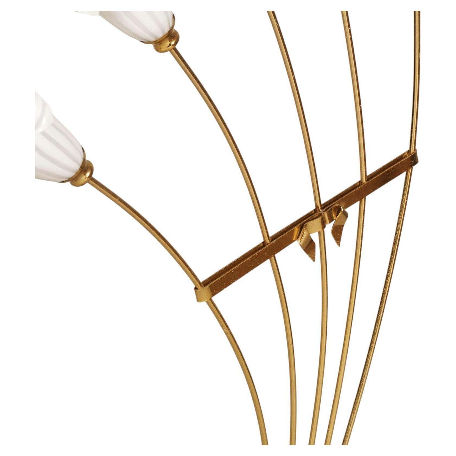 Angelo Lelli Attributed Arredoluce Monza Brass Floor Lamp With Murano Glass Shades, Italy photo for sale