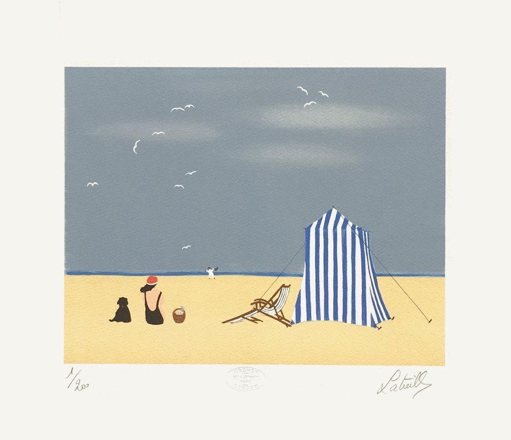 Francis Latreille Gesigneerde Lithografie Un Après Midi à La Plage 1995