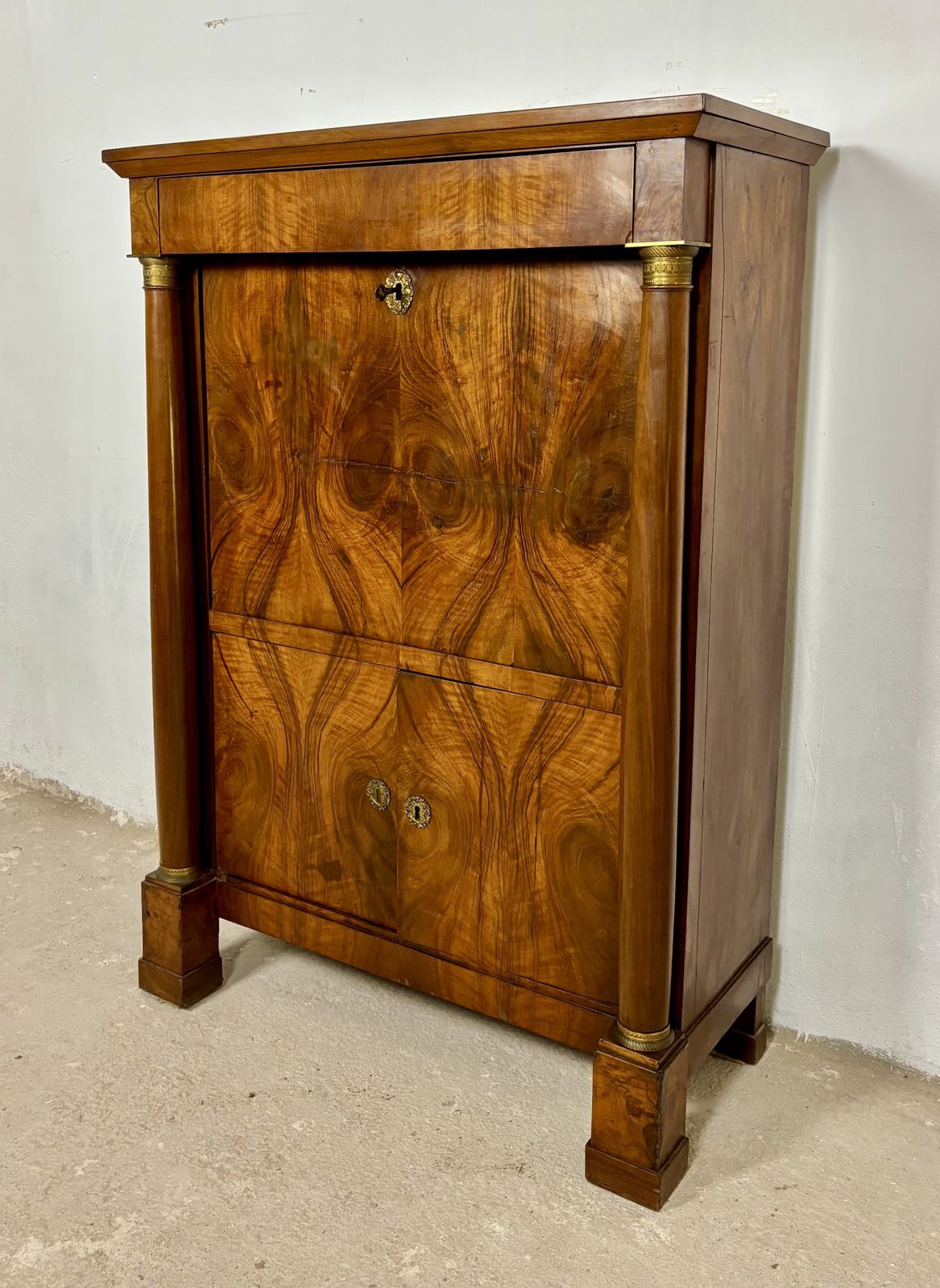 Grote Franse Empire secretaire abattant in walnoot, begin 20e eeuw photo buy