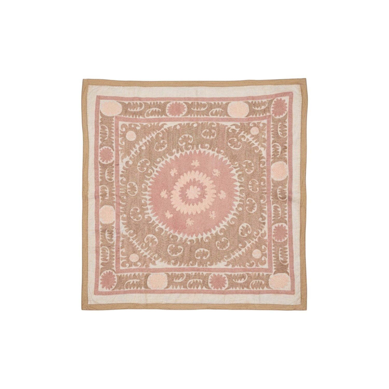 Textile tribal Suzani, broderie vintage 135 x 144 cm