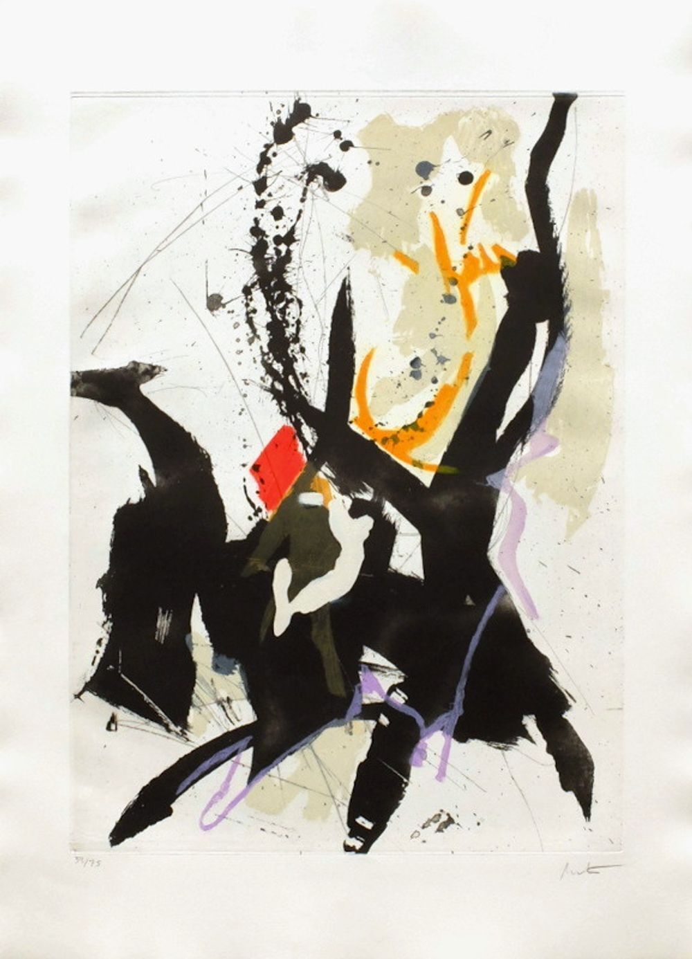 Jean Miotte Gesigneerde Aquatint Composition Abstraite II