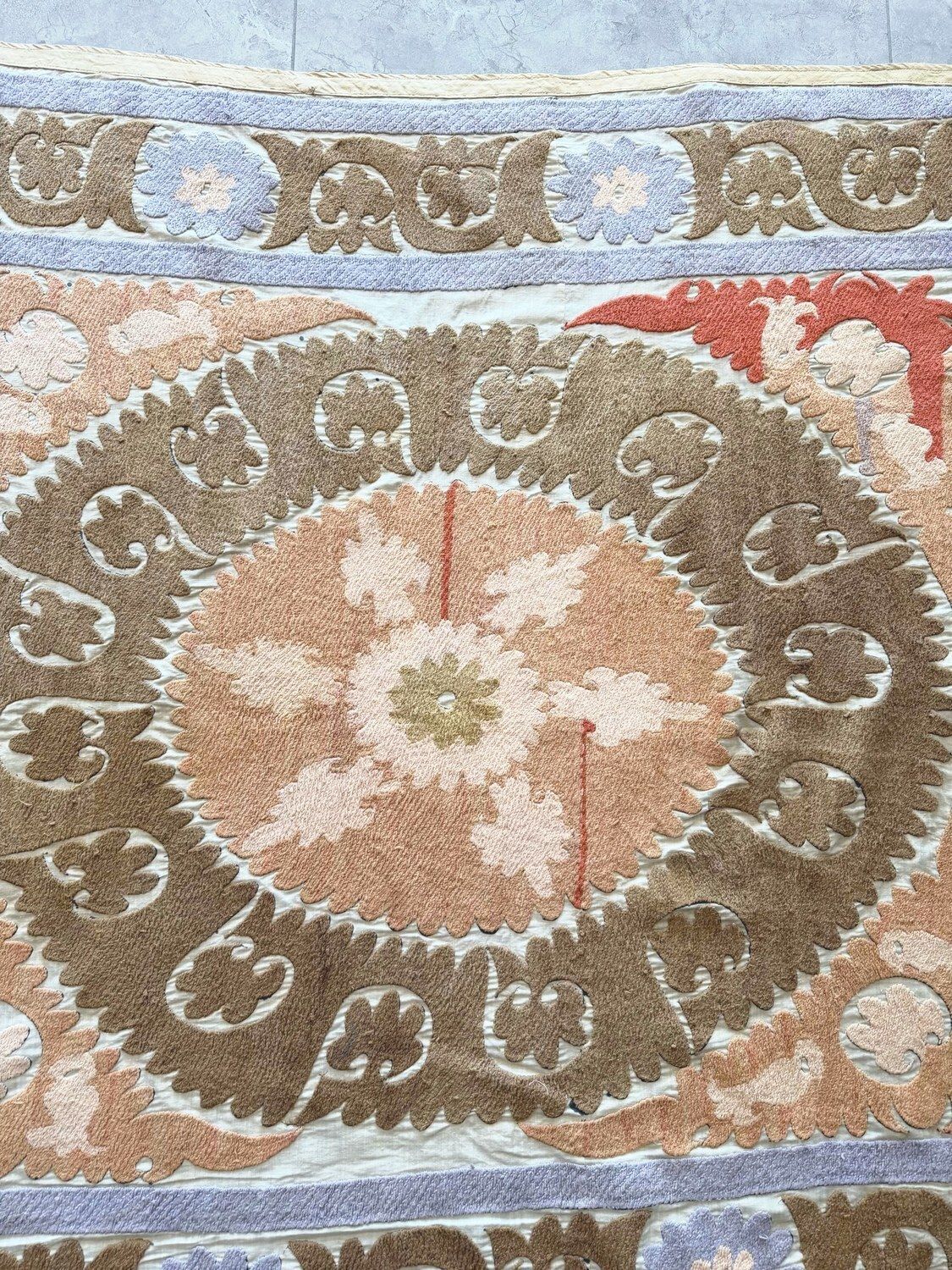 Asian Suzani Embroidered Wall Hanging, 4'135 X 152 Cm photo furniture
