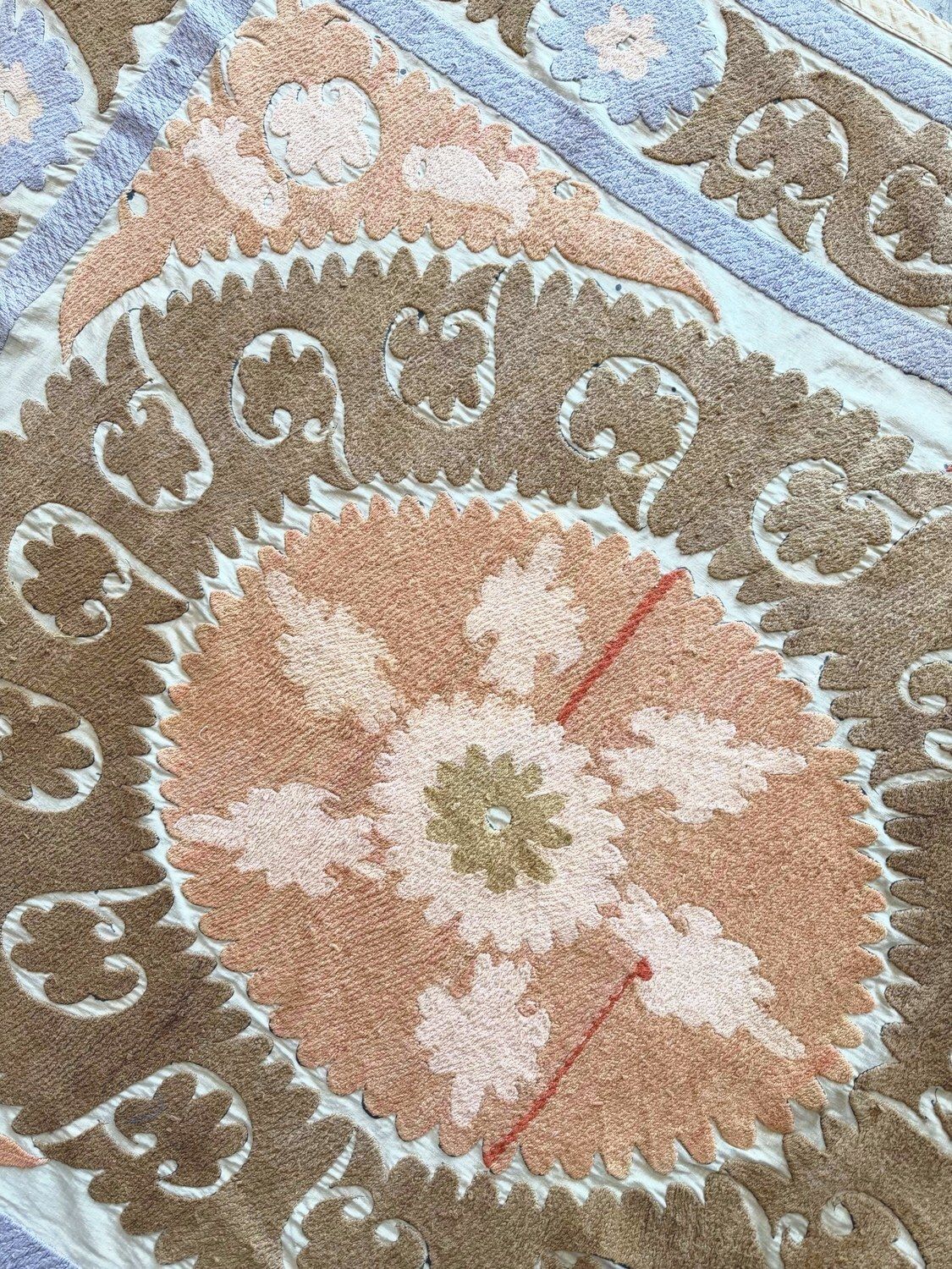 Asian Suzani Embroidered Wall Hanging, 4'135 X 152 Cm photo 292.0