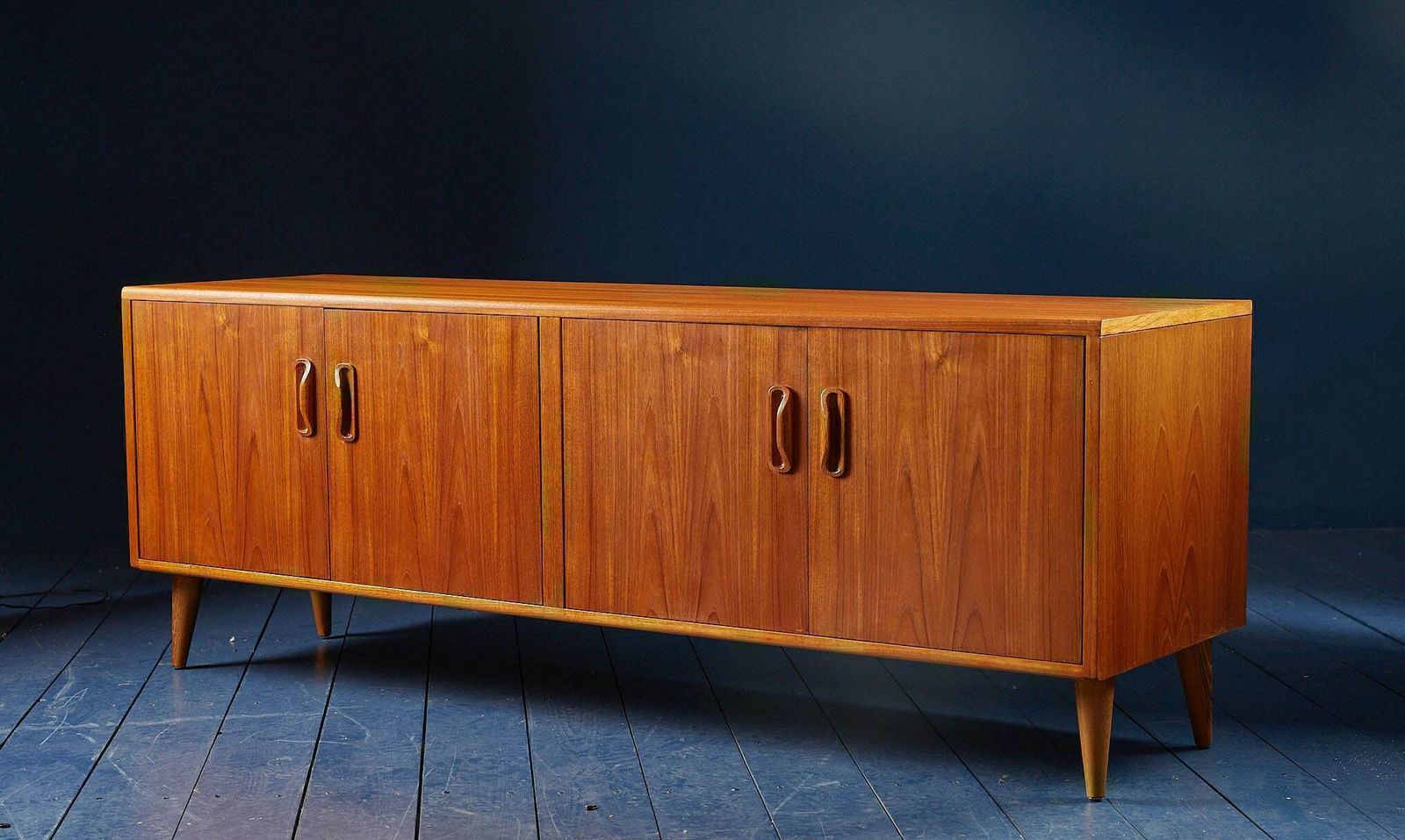 Mid Century Teak 1970s G Plan Sideboard Multimedia Unit On Tapered Wooden Feet
