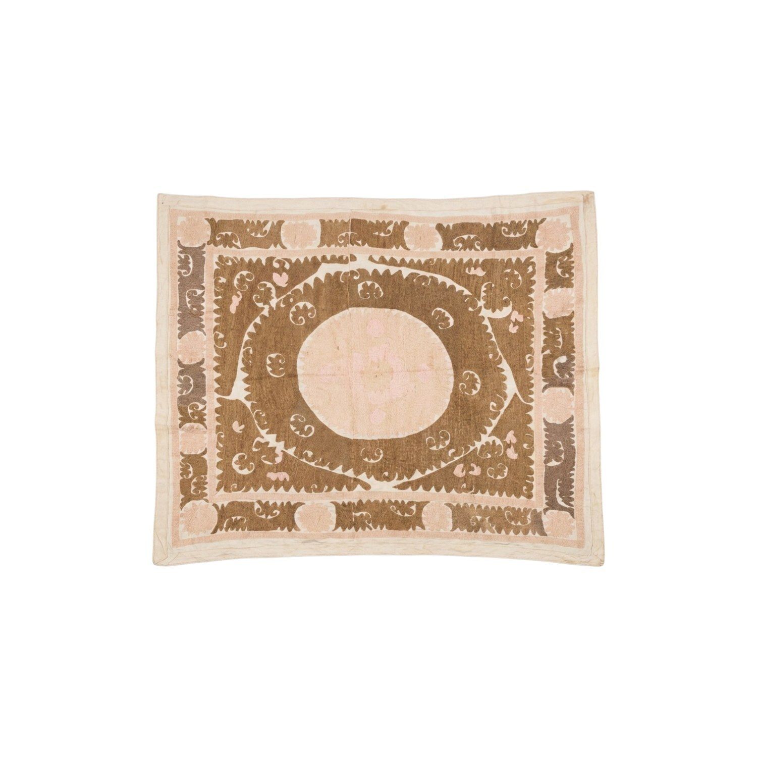 Vintage Hand Embroidered Terracotta Suzani From Uzbek 138 X 168 Cm