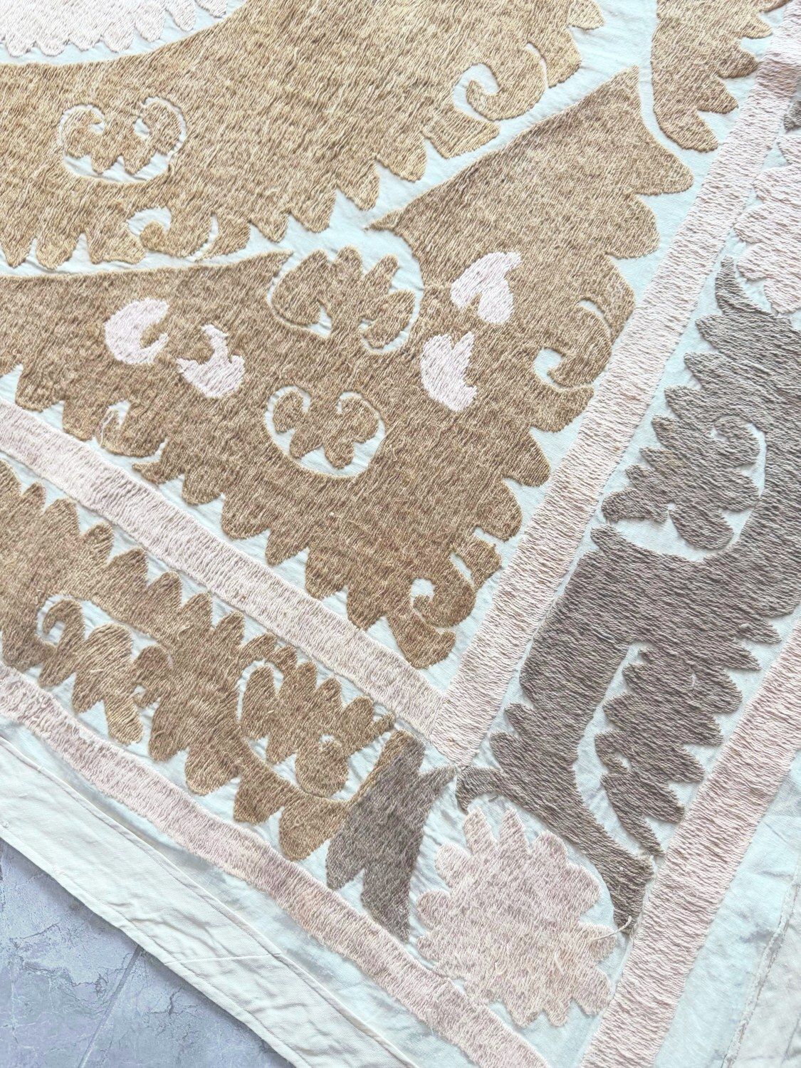 Vintage Hand Embroidered Terracotta Suzani From Uzbek 138 X 168 Cm photo for sale