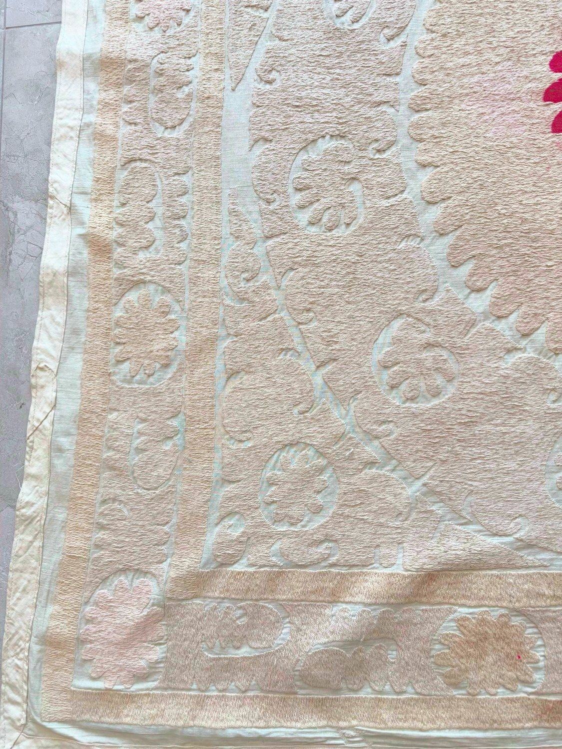 Handmade Neutral Tan Suzani From Tashkent 140 X 140 Cm photo for sale