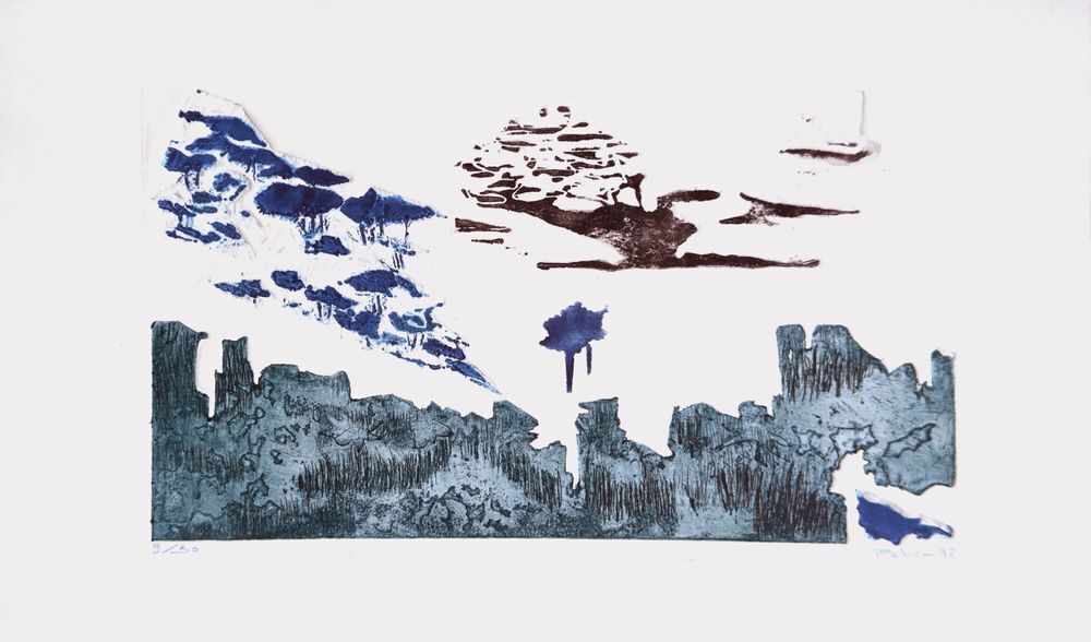Monique Pehem (Breton Prouté) Gesigneerde ets Paysage Sauvage 1998