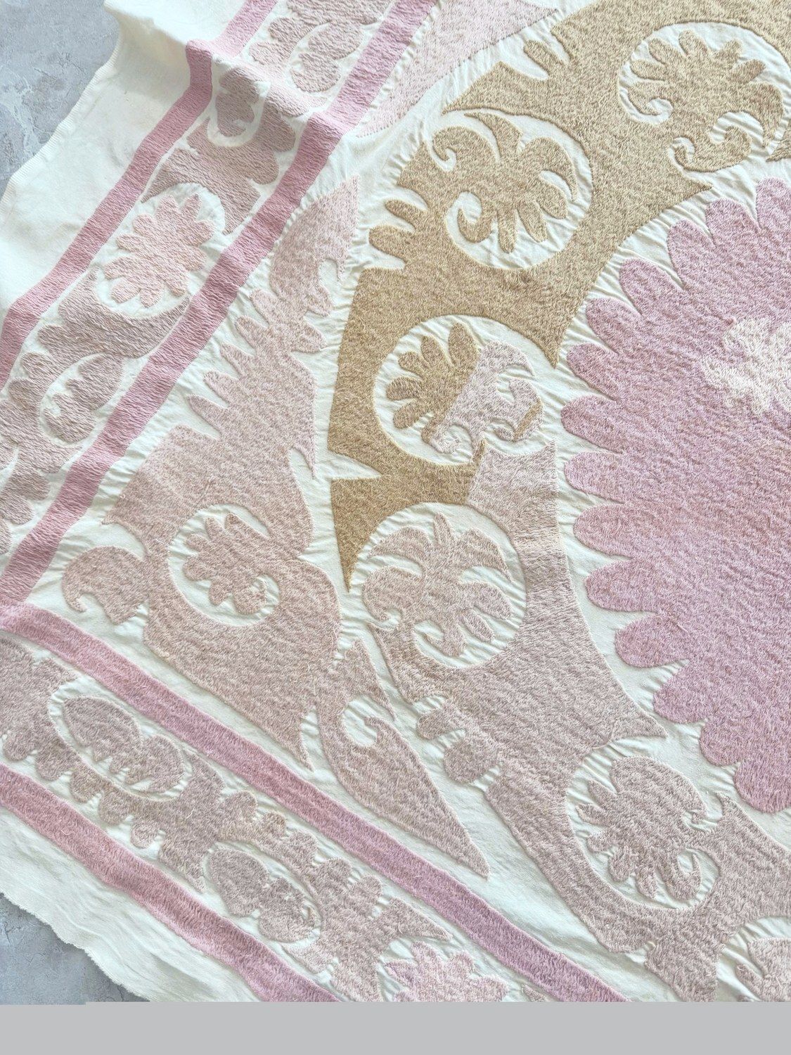 Decorative Neutral Tan Suzani Tribal Textile 141 X 168 Cm photo for sale