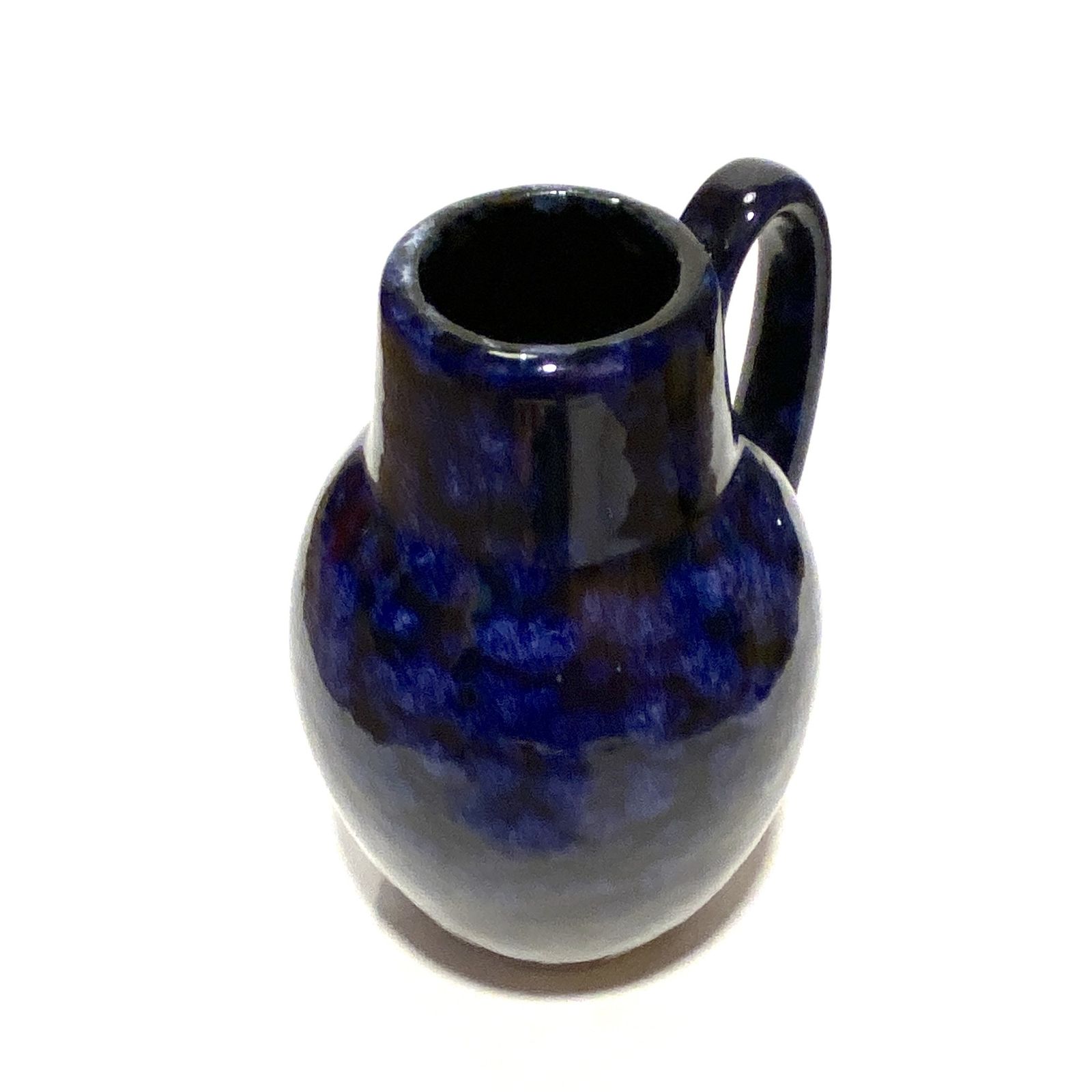 Scheurich Keramik 414 16 Vaas in Donkerblauw en Blauw/Paars Gevlekt Glazuur, West-Duits Aardewerk 1970 photo Woonaccessoires