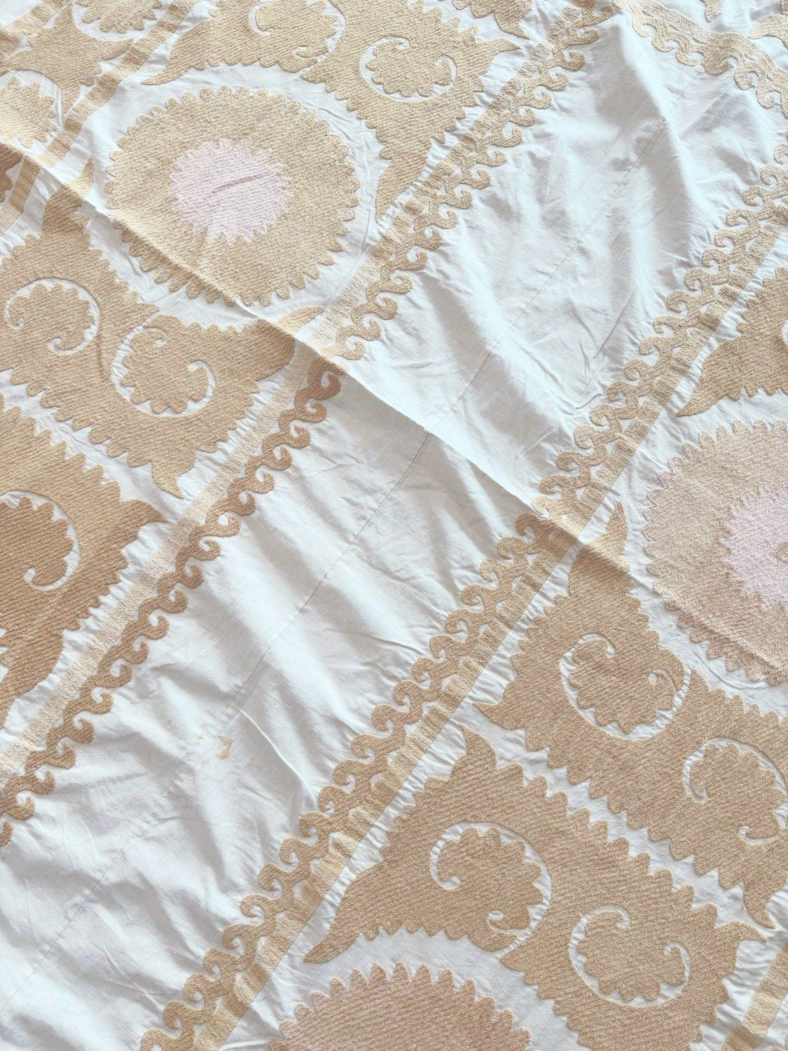 Vintage Hand Embroidered Large Suzani Bedspread 150 X 229 Cm photo for sale