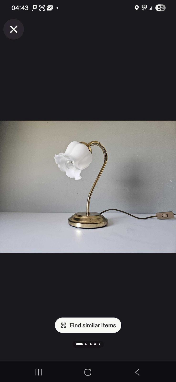 photo vinterior 1 Of 2 Vintage Brass & Glass Table Lamp – Floral Shade