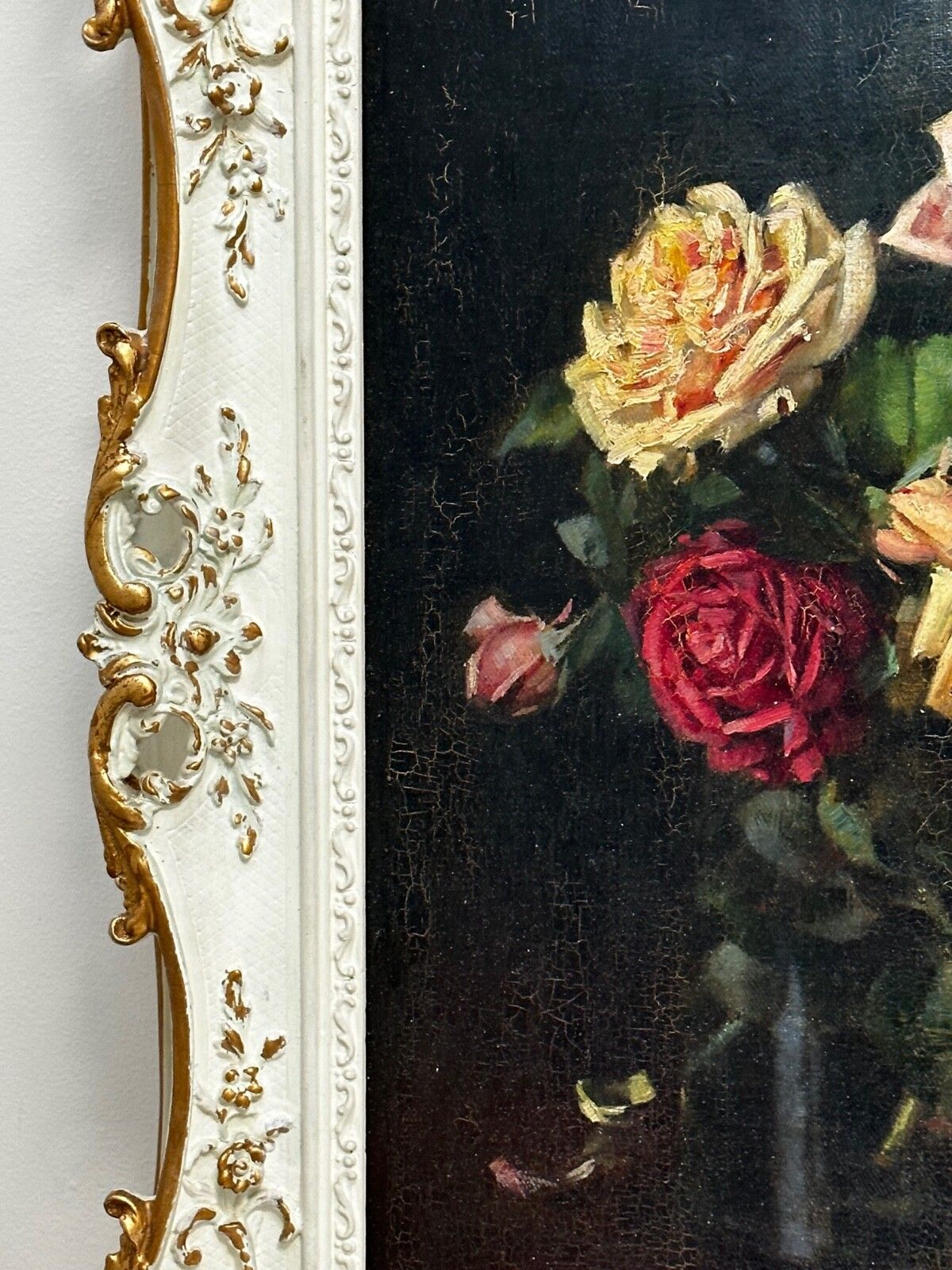 Brits schilderij begin 20e eeuw, olieverf, stilleven met bloemen, tuinrozen, gesigneerd Ernest Higgins Rigg photo Kunst