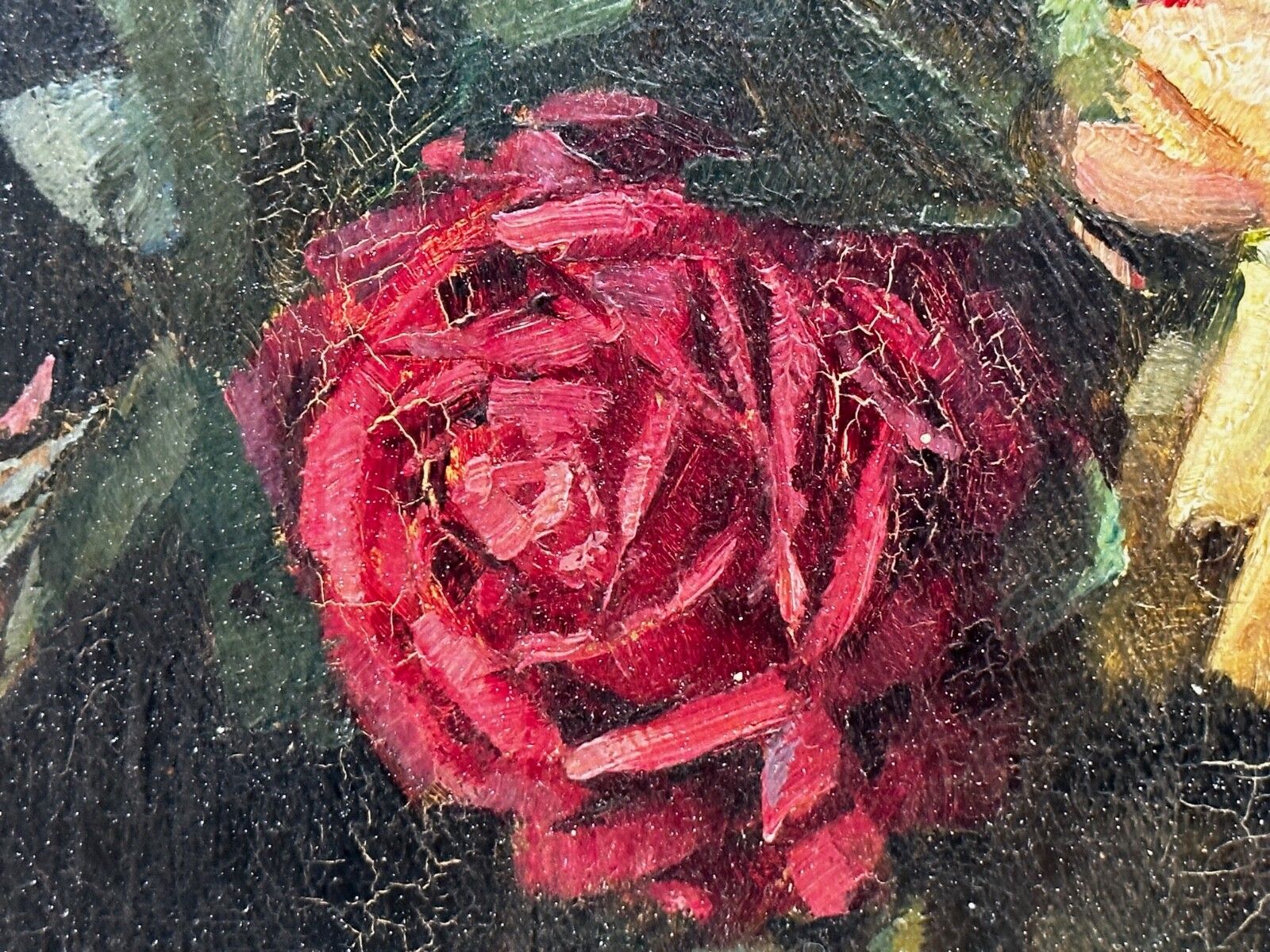 Art British Early 20th Century Oil Painting Still Life Flowers Garden Roses Signed Ernest Higgins Rigg photo