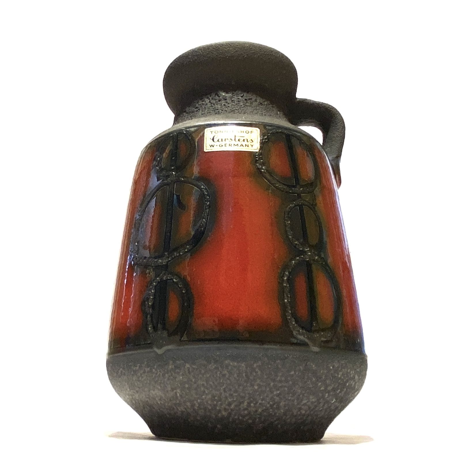 Carstens Tonnieshof Vase In Red Fat Lava Glaze, 1970s West German Pottery photo vinterior