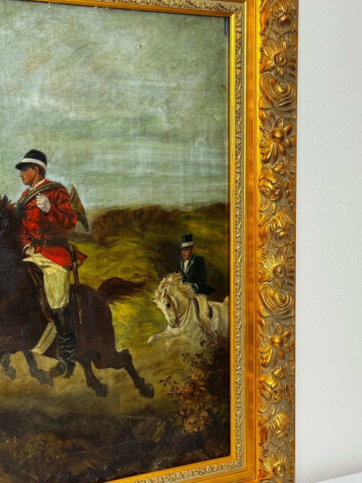 French 19th Century Oil Painting Huntsman In Hot Pursuit By Guillaume Urban Régamey photo Art