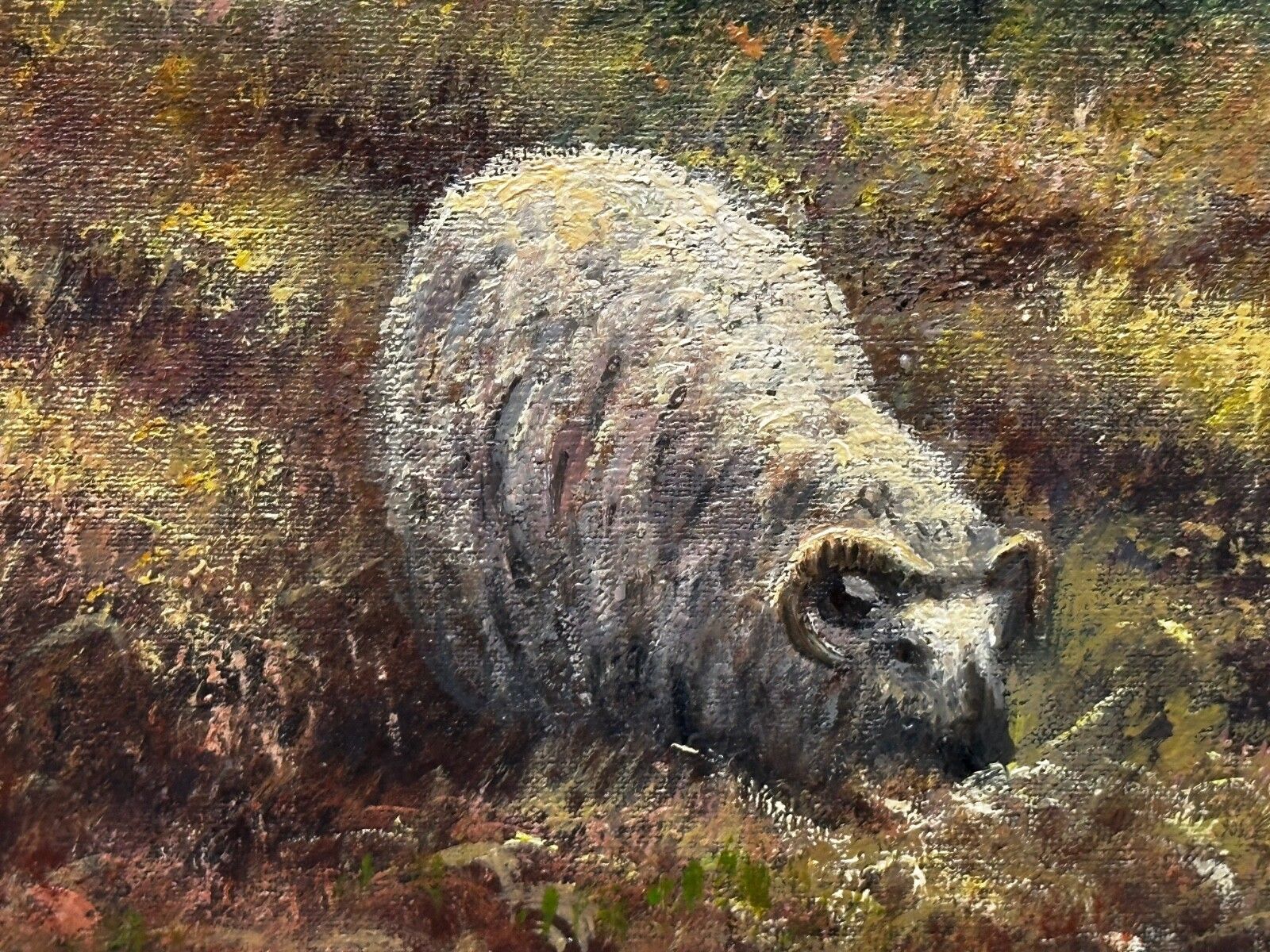 Vintage Oil Painting Scottish Highlands Sheep In The Ben Nevis Range By Wendy Reeves photo vinterior