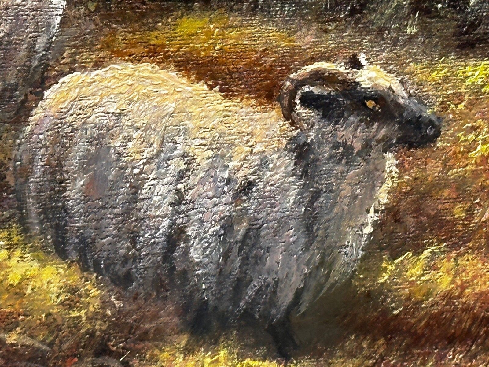photo for sale Vintage olieverfschilderij Schotse Hooglanden schapen in het Ben Nevis-gebergte door Wendy Reeves