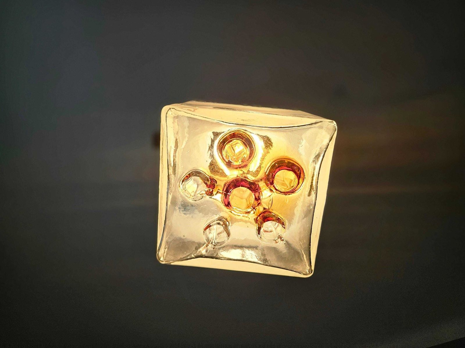 Vintage Mid-Century Hanglamp met Murano Glazen Kap photo vintage