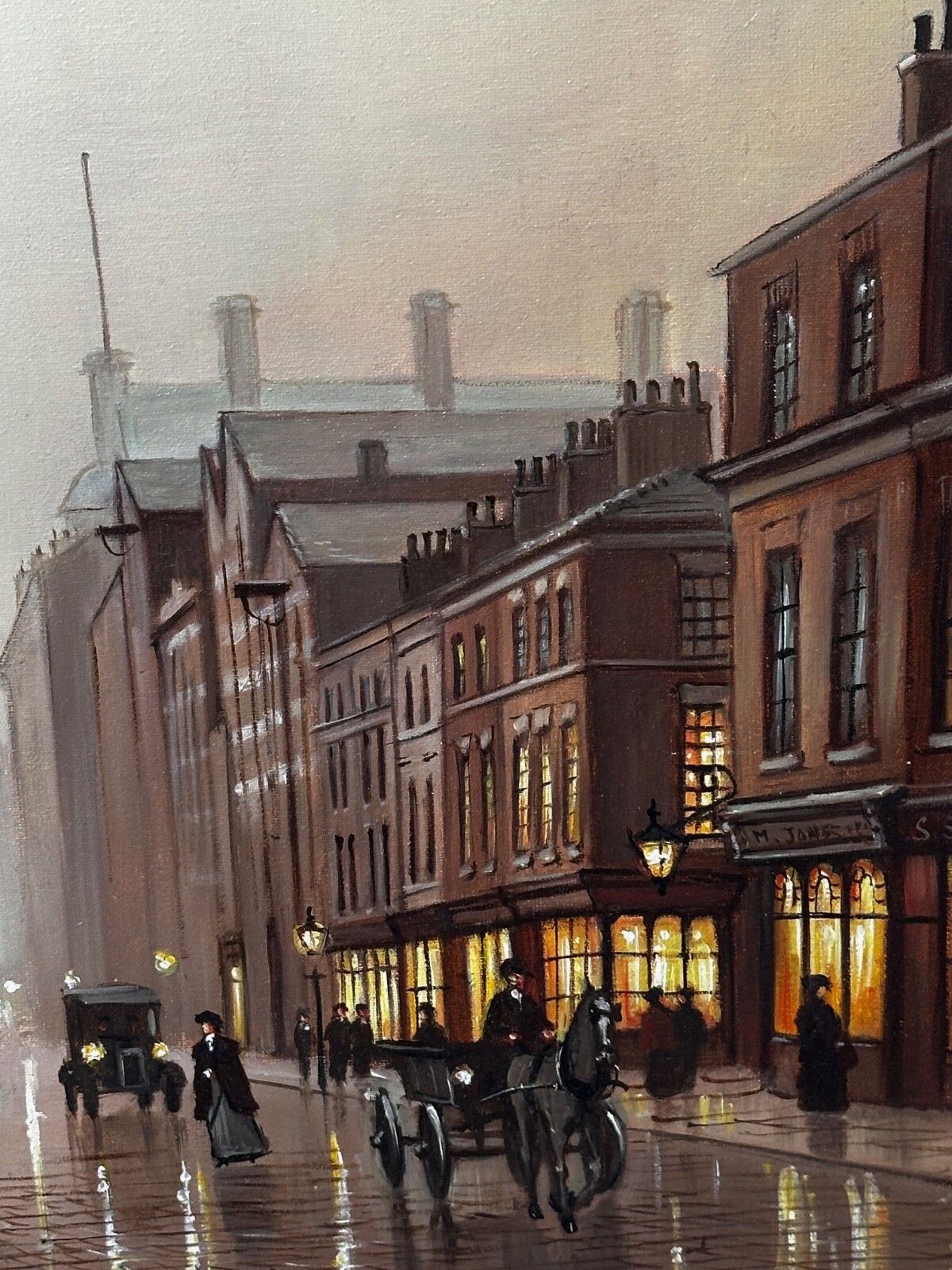 Kunst Olieverfschilderij - Liverpool Strand Street Dock Road 1911 Edwardiaans stadsgezicht, gesigneerd Steven Scholes photo