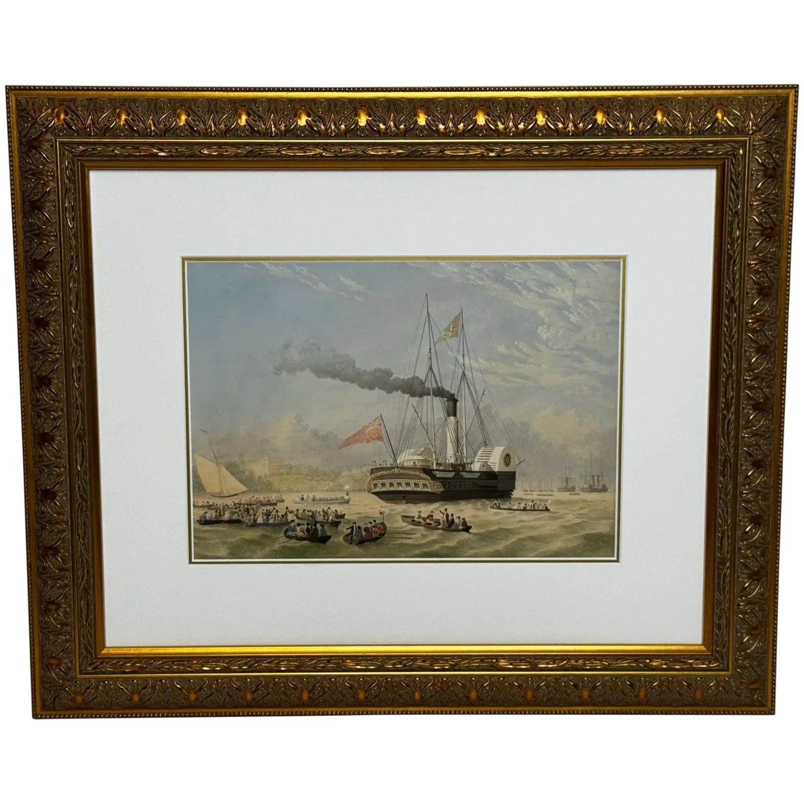 Victoriaans maritiem schilderij HMY Victoria & Albert First Royal Steam Yacht Off Osborne House in de stijl van Nicholas Matthew Condy