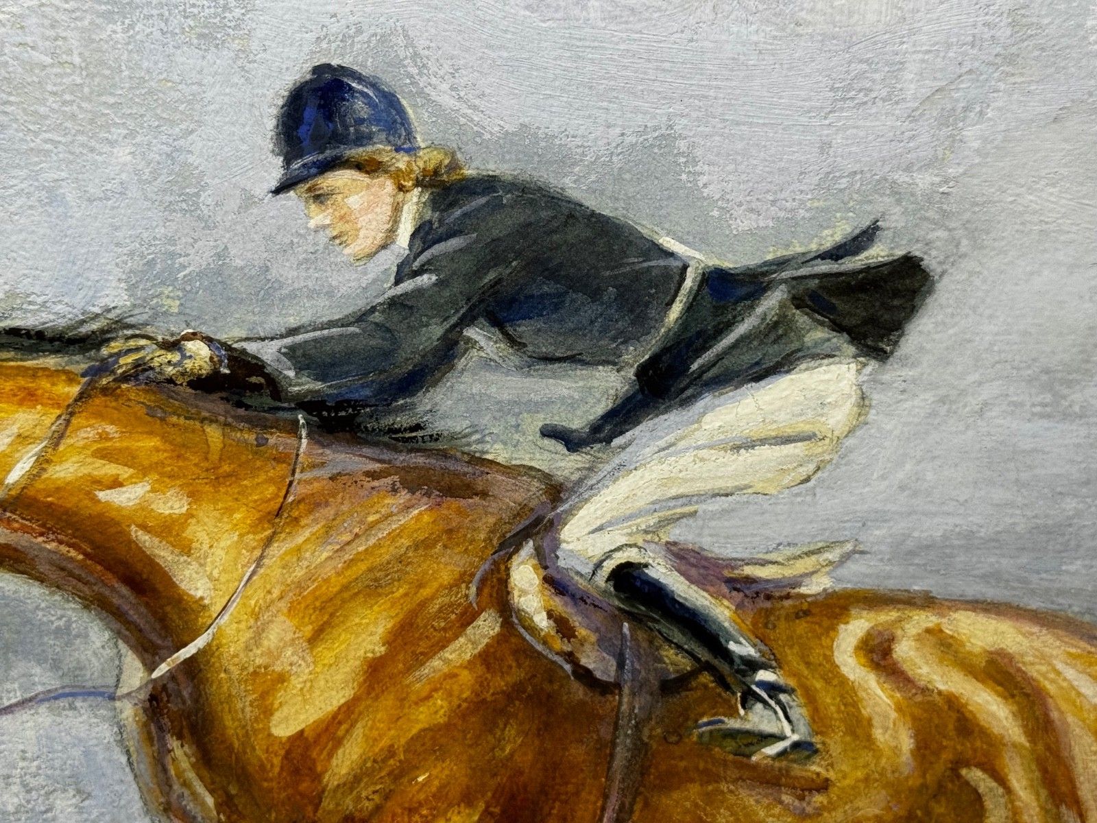 Mid Century Equestrian Painting Pat Smythe And Finality Winner Of The Leading Showjumper Of The Year Show Dated 1949 photo buy