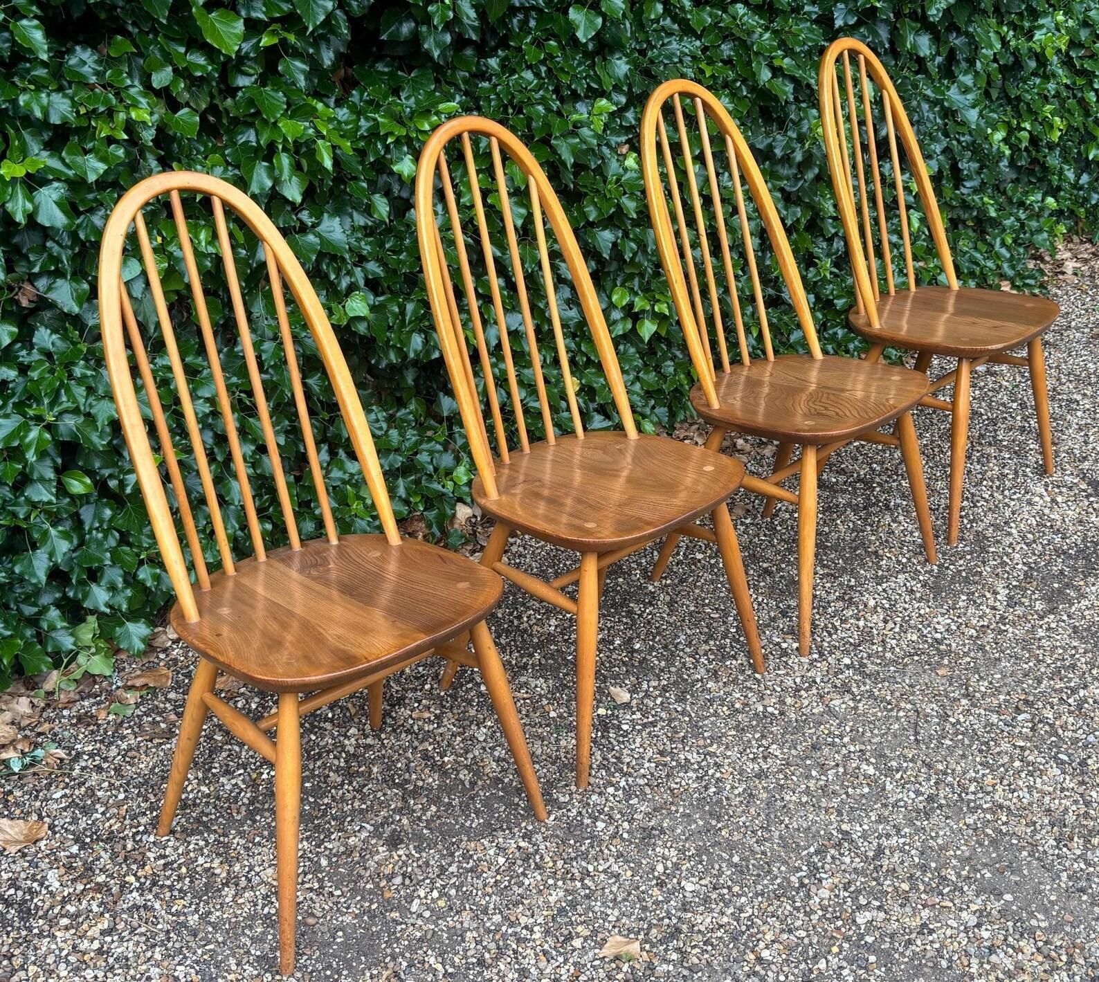 photo furniture Set Of Six Ercol Windsor 365 Quaker Dining Chairs C.1960s