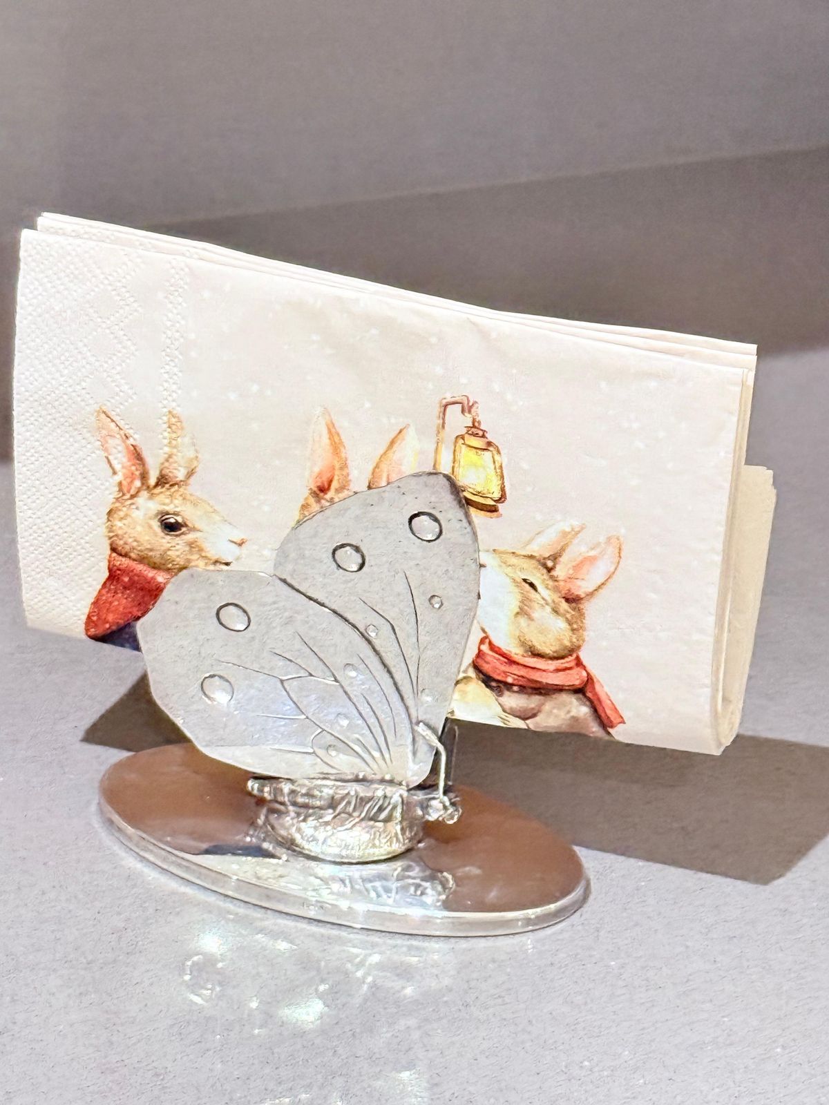 Antieke Vlinder Servethouder Decoratief Verzilverd Tafelgerei photo buy