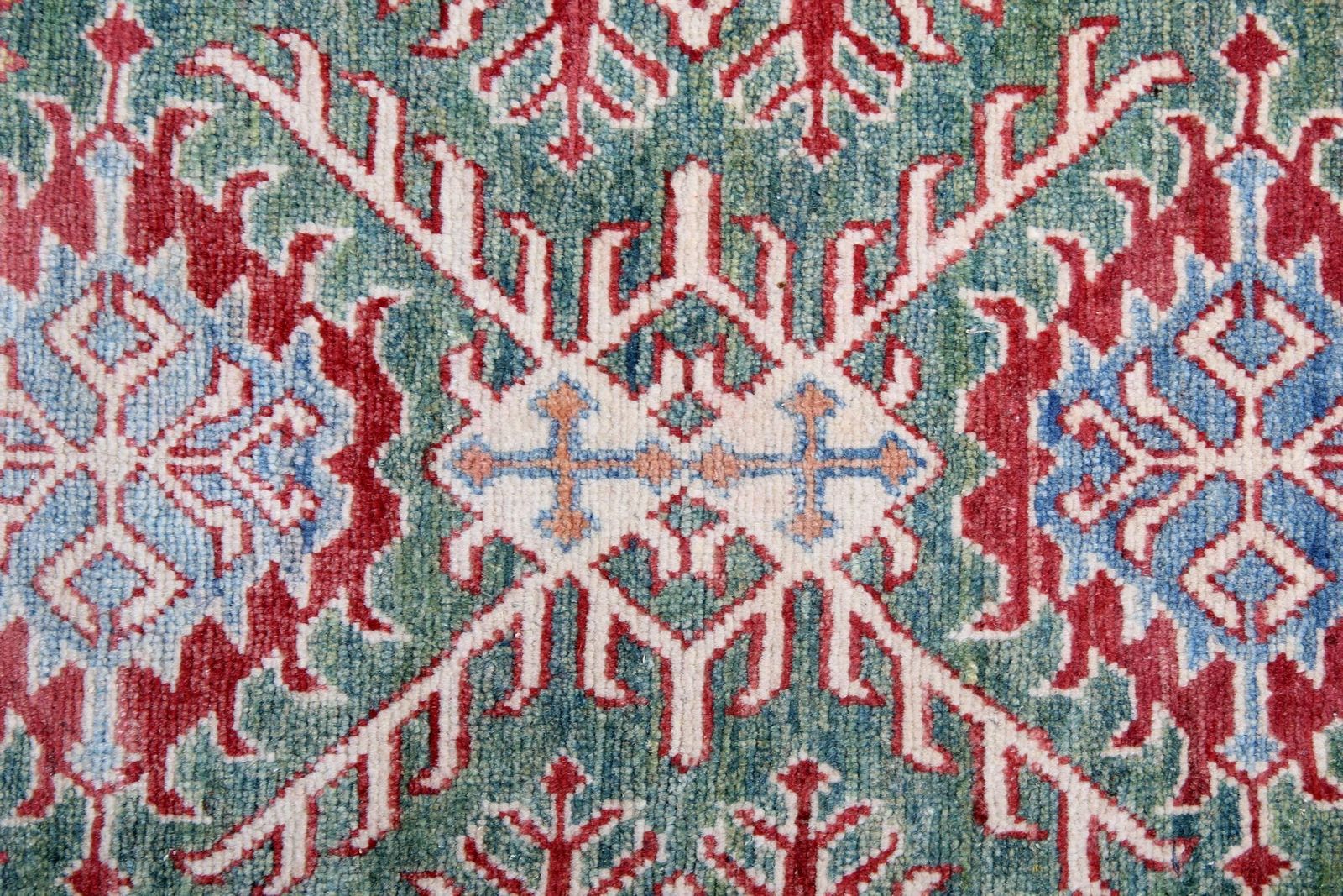 Handmade Carpet Green Geometric Rug, Living Room Rugs For Sale 68 X 100 Cm photo Textiles