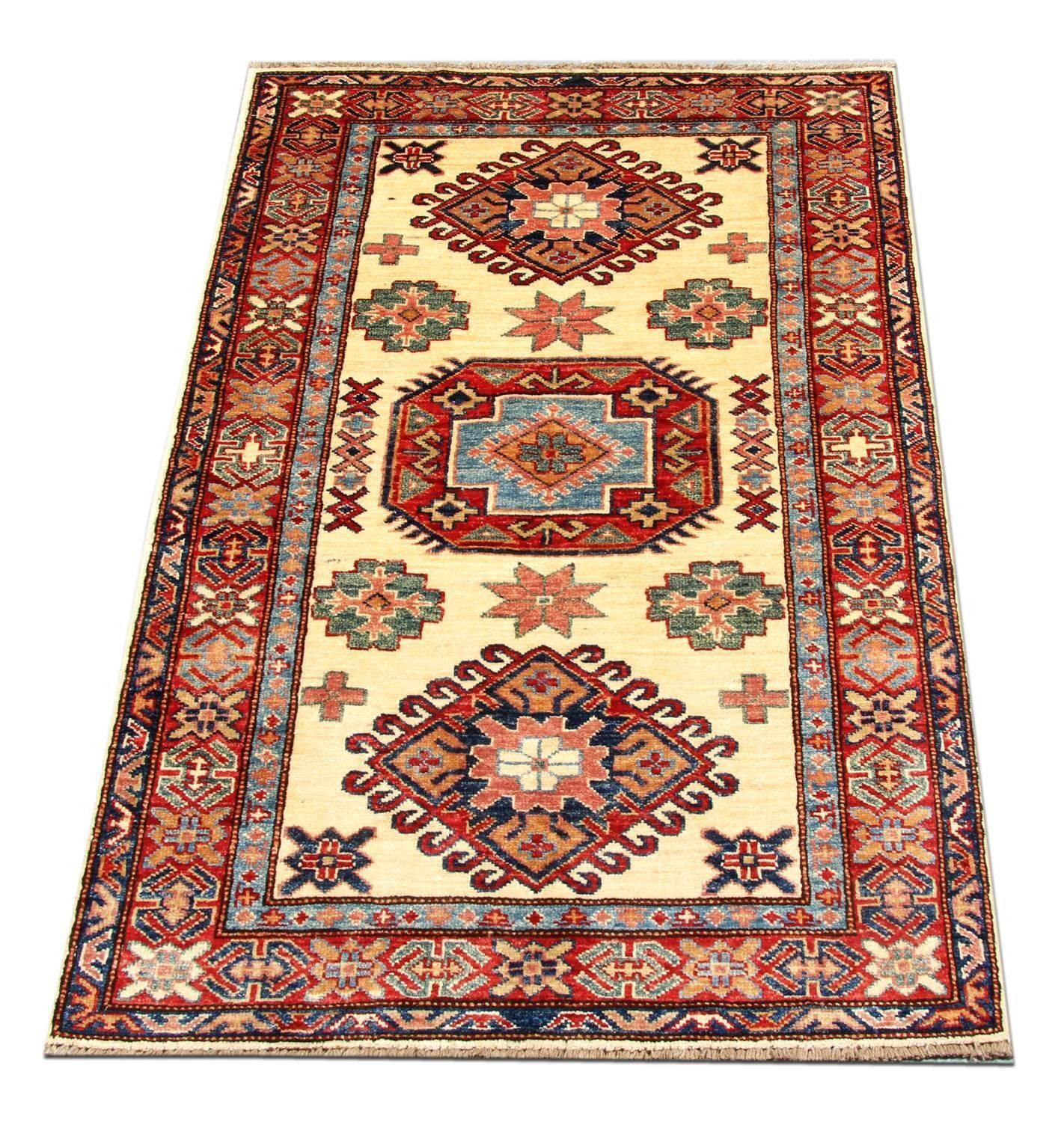 Handmade Geometric Rugs, Rustic Carpet Cream Livingroom Rug 84x122cm photo furniture