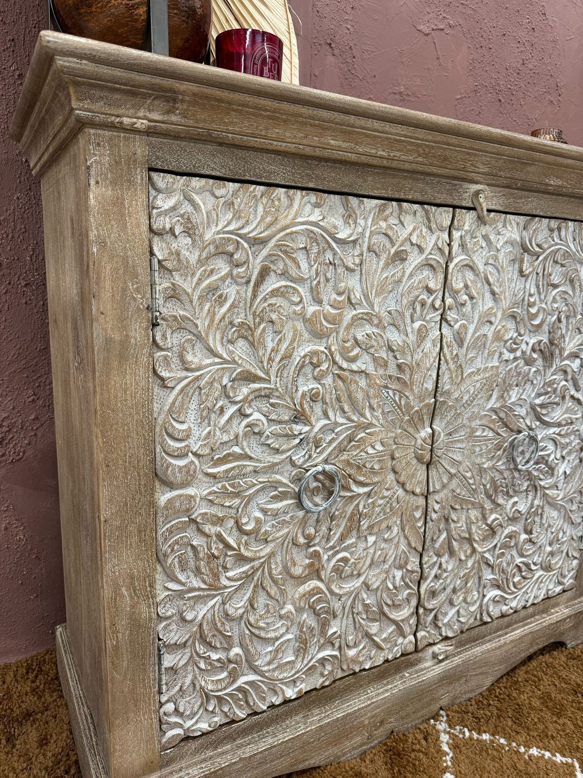 Two Door Mango Wood Sideboard   (Khsd98c) photo for sale