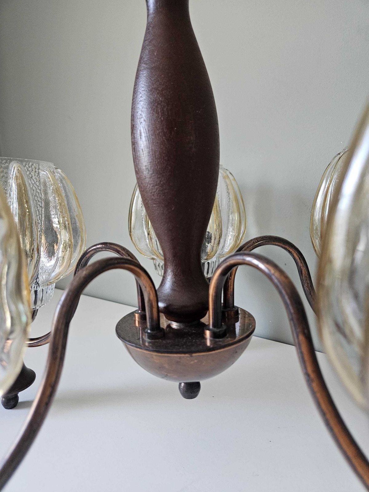 Vintage Sijaj Hrastnik Hanglamp | Koper Hout Mid-Century Hanglamp photo for sale