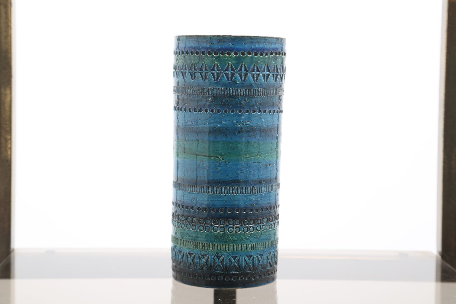 Vintage Mid-Century keramische vaas van Aldo Londi voor Bitossi, "Rimini Blu", 23 cm hoog, Italië, jaren 1960.