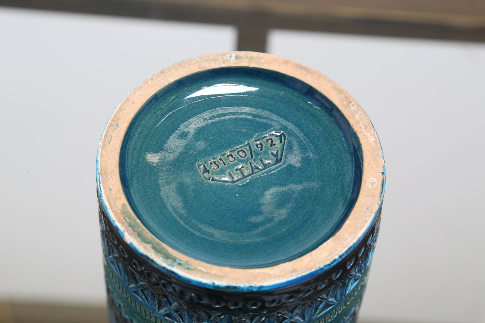 Vintage Mid-Century keramische vaas van Aldo Londi voor Bitossi, "Rimini Blu", 23 cm hoog, Italië, jaren 1960. photo 225.0