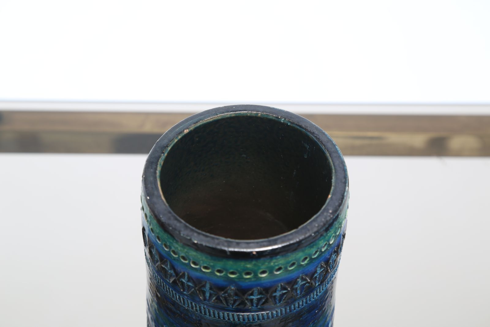 Mid-Century Aldo Londi voor Bitossi "Rimini Blu" keramische vaas, 17 cm hoog, Italië, jaren 1960 photo Woonaccessoires