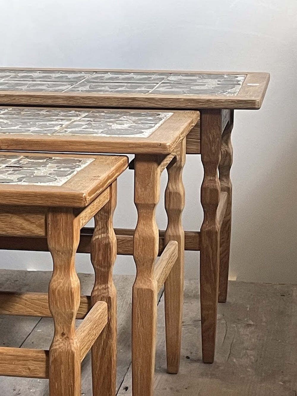 Henning Kjærnulf Set Of Three Oak Nesting Tables For Eg Kvalitets, Denmark 1960s photo 1038.0