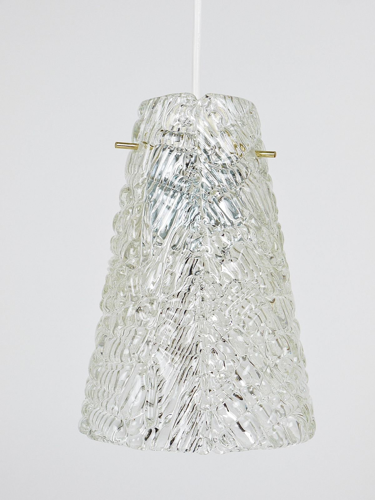 photo buy J.T. Kalmar Mid Century Textured Glass & Brass Pendant Lamp, Austria, 1950s