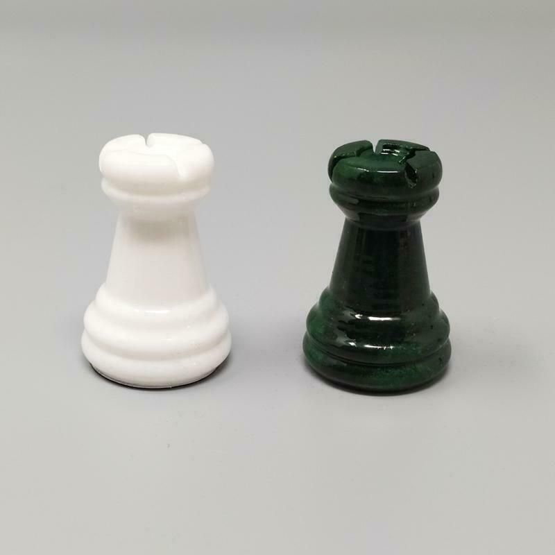 Home Decor 1970s Gorgeous Green And White Chess Set In Volterra Alabaster Handmade Made In Italy photo
