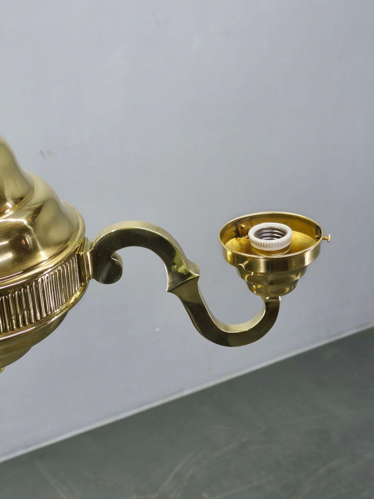 1198.0 1930s Czech Neo Baroque Brass Chandelier With Opaline Glass Globes photo