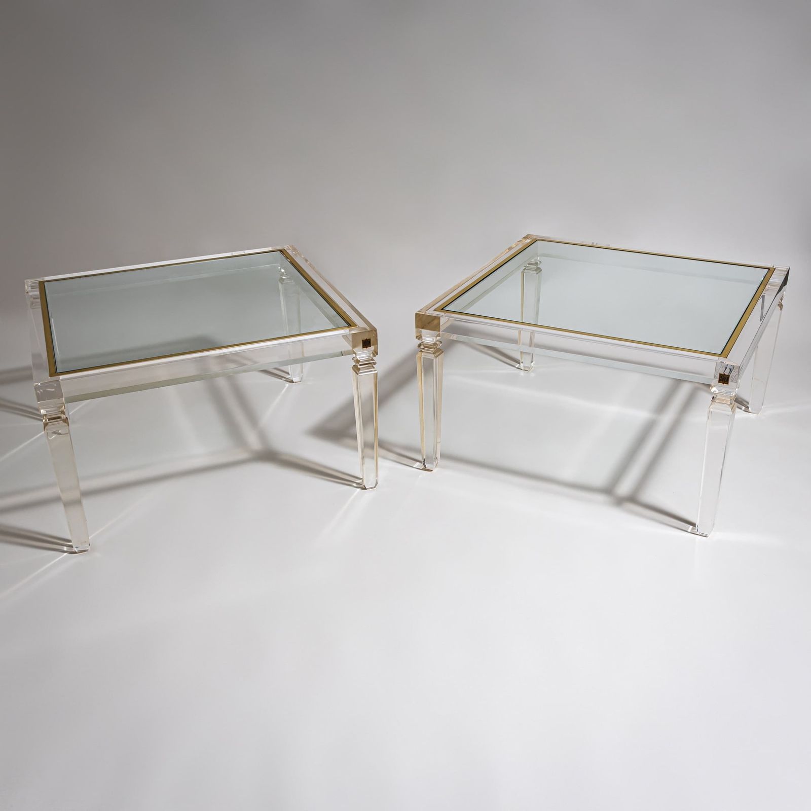 Pair Of Square Plexiglass Coffee Tables By Fabianart, Rome / Italy, Late 20th Century