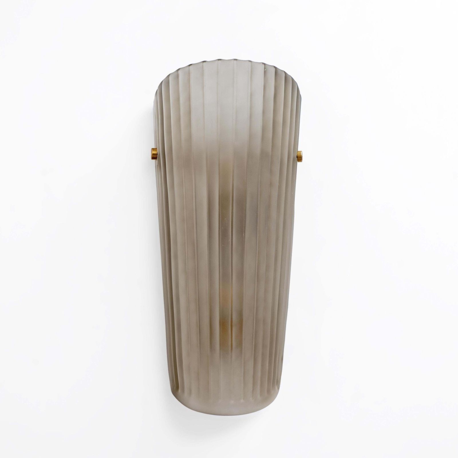 Pair Of Murano Glass Wall Sconces Satin Smoke Glass And Brass, Italy photo for sale