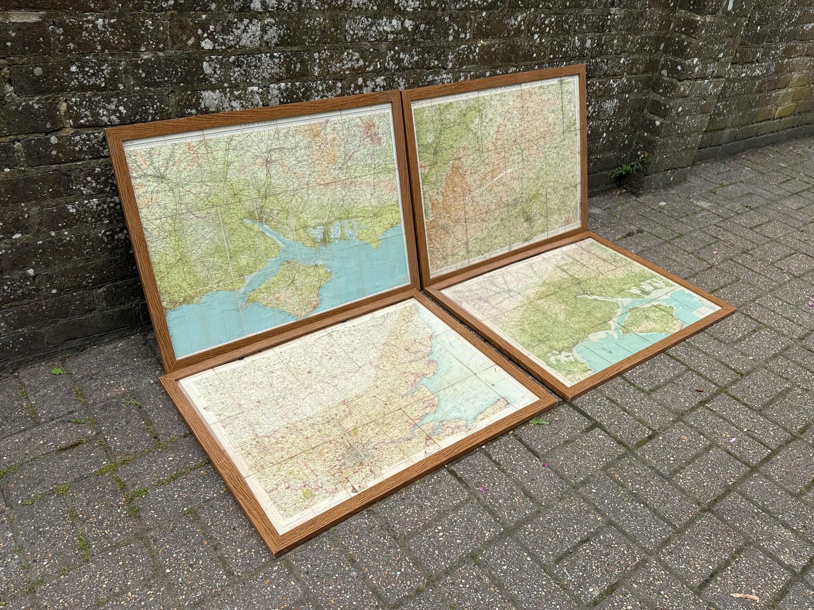 photo buy Set Of Four Large Vintage Framed Ordnance Survey Maps Southern England