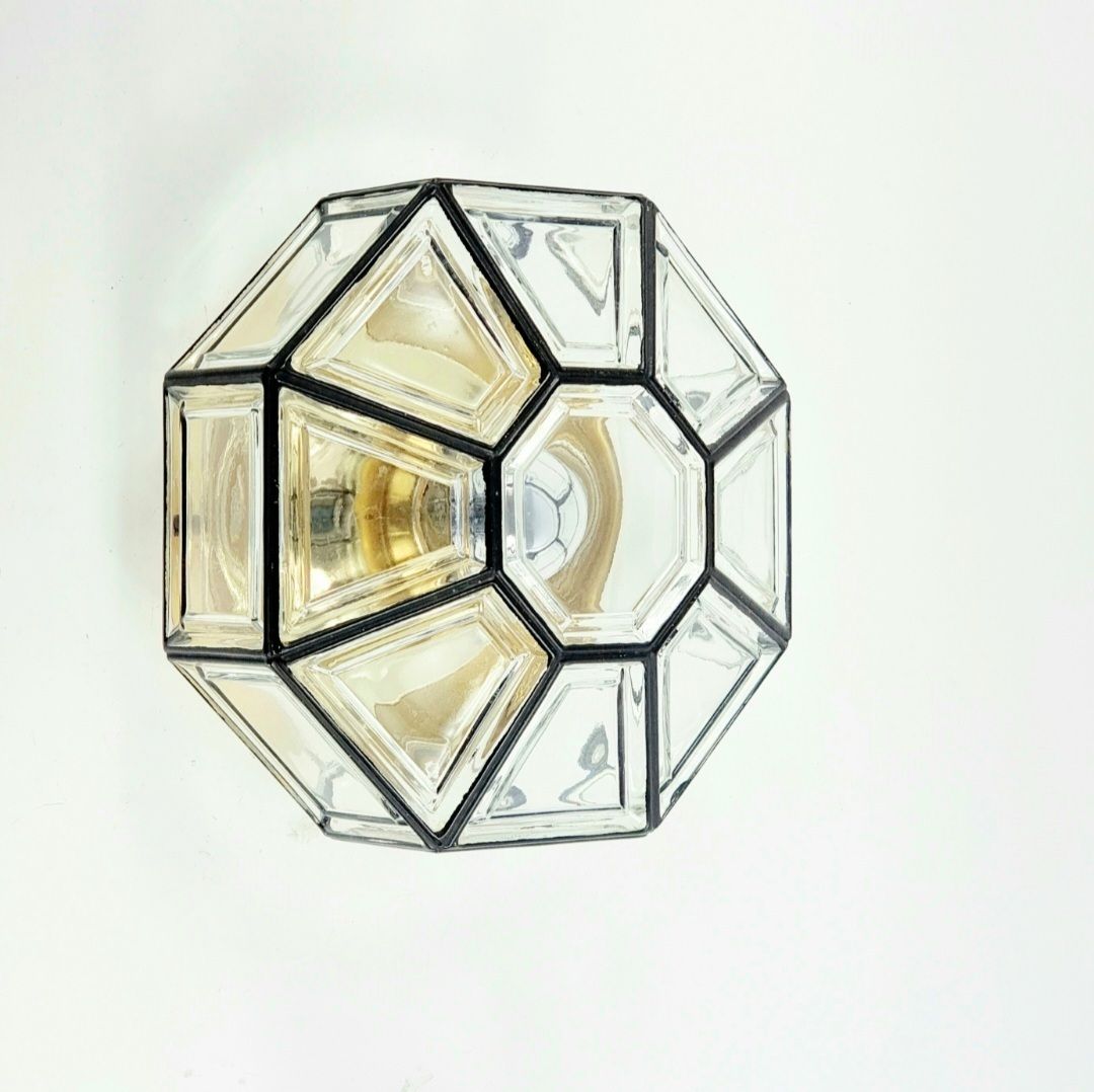 Mid-Century Modern glazen en messing plafondlamp van Limburg, Duitsland, jaren 1960 photo Verlichting